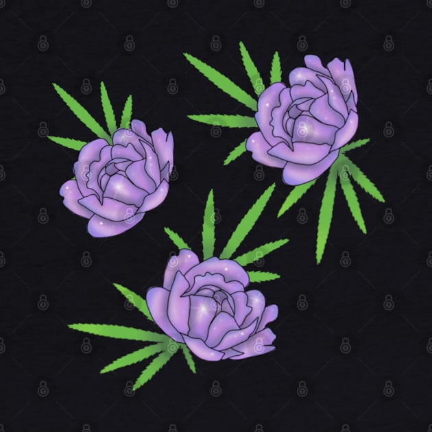 Purple roses with pot leaves by CraftKrazie